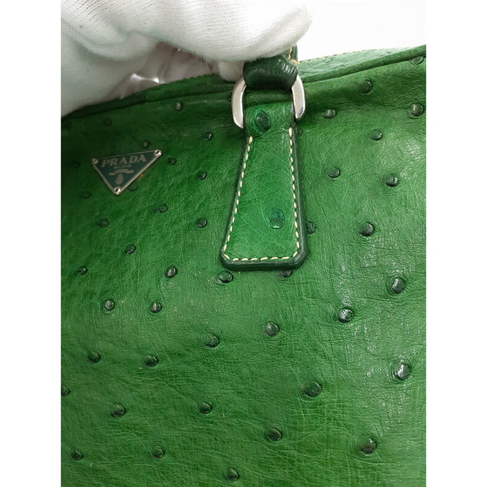 Prada bag green emerald Bauletto ostrich leather Green - Picture 8 of 9